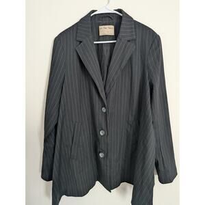 Free People We The Free Pinstripe Blazer Jacket M Brown Black Side Slit